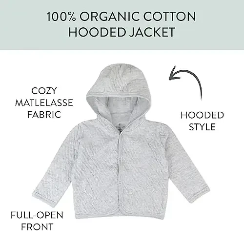 HonestBaby unisex-baby Matelasse Snap-front Hoodie 100% Organic Cotton Infant Baby Boys, Girls - 4