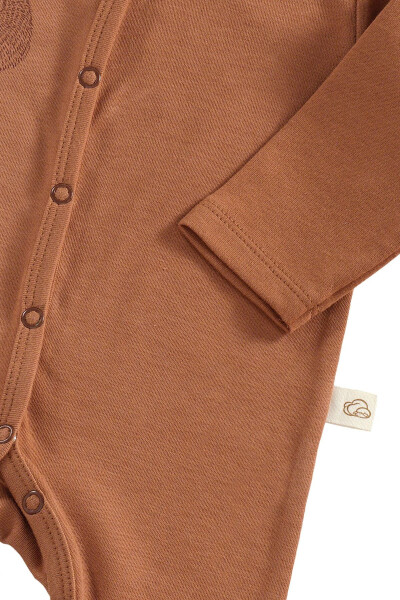 Honey Bear Unisex 3 Parça Hastane Çıkışı Takımı Organik Pamuk Yenidoğan Set-Kiremit - 4