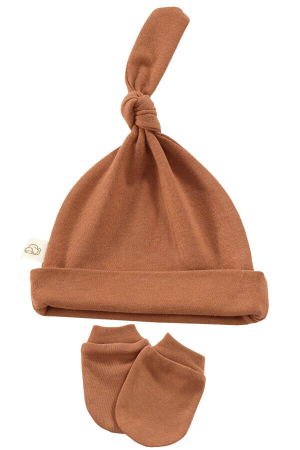 Honey Bear Unisex 3 Parça Hastane Çıkışı Takımı Organik Pamuk Yenidoğan Set-Kiremit - 6