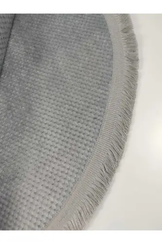 Honeycomb Textured Grey Color Non-Slip Base Round Fringed Living Room Kitchen Hallway Corridor Rug - HONEYCOMB-GREY-ROUND-FRINGED - 3