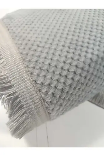 Honeycomb Textured Grey Color Non-Slip Base Round Fringed Living Room Kitchen Hallway Corridor Rug - HONEYCOMB-GREY-ROUND-FRINGED - 4