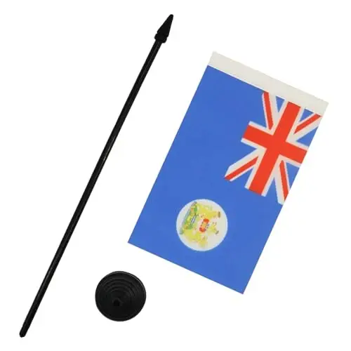 Hong Kong Old Table Flag 4'' x 6'' - Former Hong Konger Desk Flag 15 x 10 cm. - Black plastic stick and base - AZ FLAG - 3