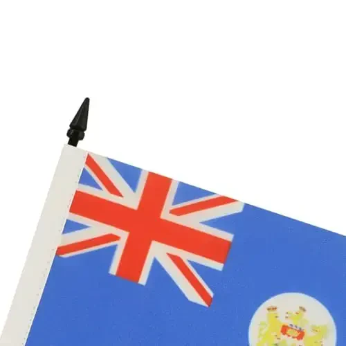 Hong Kong Old Table Flag 4'' x 6'' - Former Hong Konger Desk Flag 15 x 10 cm. - Black plastic stick and base - AZ FLAG - 4