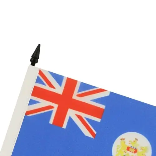 Hong Kong Old Table Flag 4'' x 6'' - Former Hong Konger Desk Flag 15 x 10 cm. - Black plastic stick and base - AZ FLAG - 4