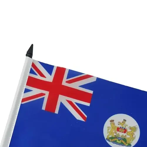 Hong Kong Old Table Flag 5'' x 8'' - Former Hong Konger Desk Flag 21 x 14 cm. - Black plastic stick and base - AZ FLAG - 4