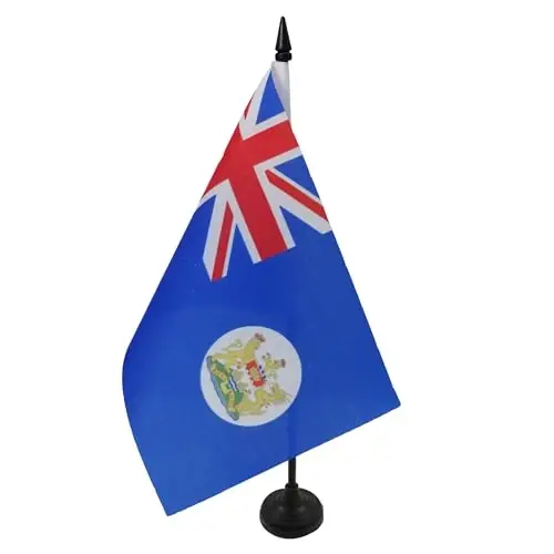 Hong Kong Old Table Flag 5'' x 8'' - Former Hong Konger Desk Flag 21 x 14 cm. - Black plastic stick and base - AZ FLAG 