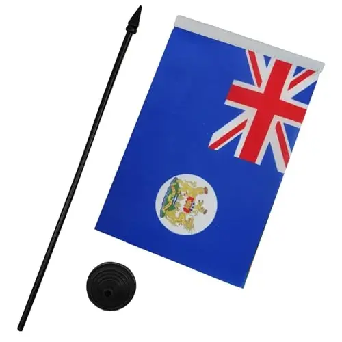 Hong Kong Old Table Flag 5'' x 8'' - Former Hong Konger Desk Flag 21 x 14 cm. - Black plastic stick and base - AZ FLAG - 3