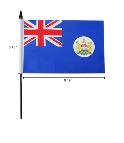 Hong Kong Old Table Flag 5'' x 8'' - Former Hong Konger Desk Flag 21 x 14 cm. - Black plastic stick and base - AZ FLAG - 5