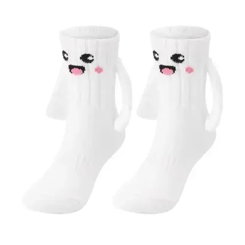 Honganda Funny Kids Baby Unisex Magnetic Holding Hand Socks - Toddler Silly Socks with Smile Design, Children 1-10 Years - 2