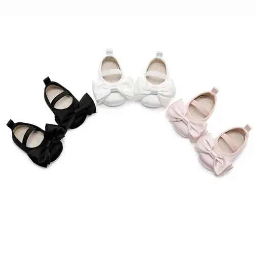 HONGTEYA Baby Girls Balet Libos Poyafzallari - Mary Jane Yumshoq Taglikli Yonboshli Chaqaaloq Mokasinlari - 5