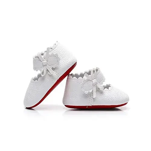 HONGTEYA Baby Girls Ballet Dress Shoes - Mary Jane Soft Sole Sidebow Toddler Moccasins - 5