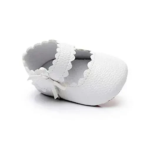 HONGTEYA Baby Girls Ballet Dress Shoes - Mary Jane Soft Sole Sidebow Toddler Moccasins - 6