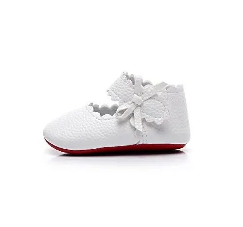 HONGTEYA Baby Girls Ballet Dress Shoes - Mary Jane Soft Sole Sidebow Toddler Moccasins - 4