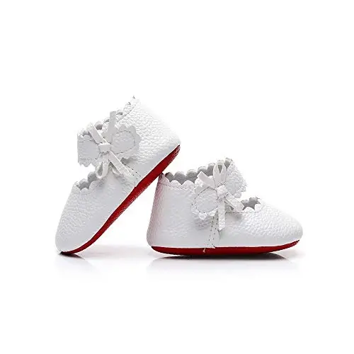 HONGTEYA Baby Girls Ballet Dress Shoes - Mary Jane Soft Sole Sidebow Toddler Moccasins - 5