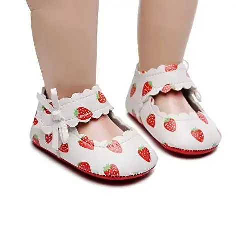 HONGTEYA Baby Girls Ballet Dress Shoes - Mary Jane Soft Sole Sidebow Toddler Moccasins - 6