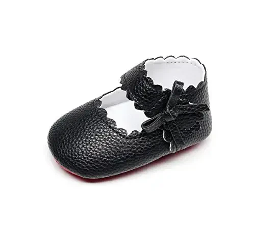 HONGTEYA Baby Girls Ballet Dress Shoes - Mary Jane Soft Sole Sidebow Toddler Moccasins - 3