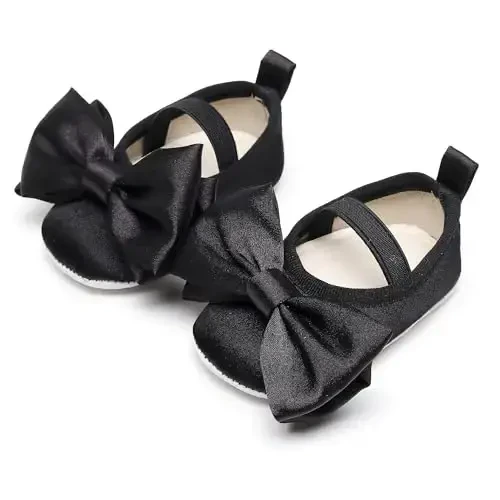 HONGTEYA Baby Girls Ballet Dress Shoes - Mary Jane Soft Sole Sidebow Toddler Moccasins - 2