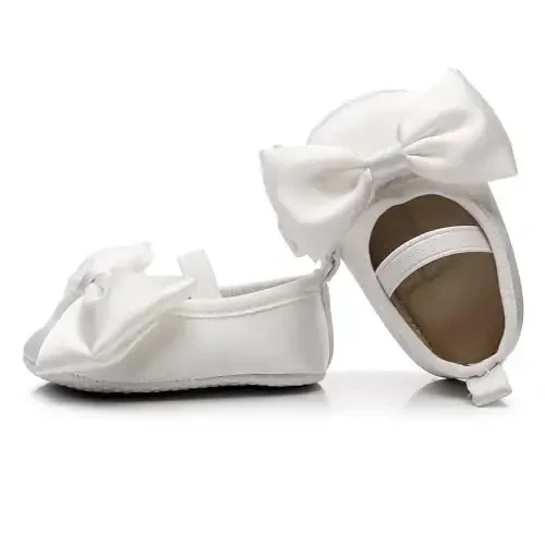 HONGTEYA Baby Girls Ballet Dress Shoes - Mary Jane Soft Sole Sidebow Toddler Moccasins - 1