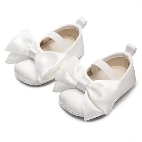 HONGTEYA Baby Girls Ballet Dress Shoes - Mary Jane Soft Sole Sidebow Toddler Moccasins - 2