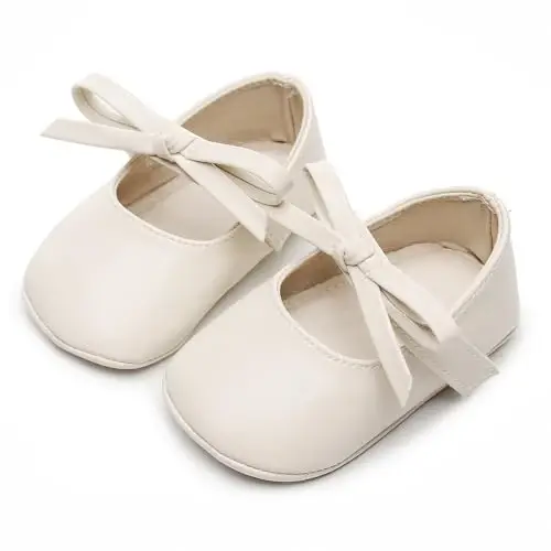 HONGTEYA Baby Girls Ballet Dress Shoes - Mary Jane Soft Sole Sidebow Toddler Moccasins - 2