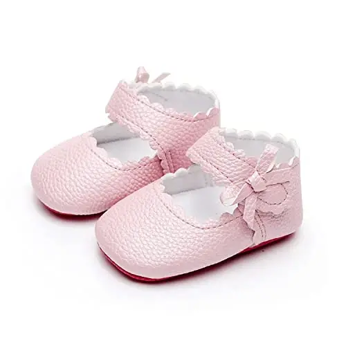 HONGTEYA Baby Girls Ballet Dress Shoes - Mary Jane Soft Sole Sidebow Toddler Moccasins - HONGTEYA (1)