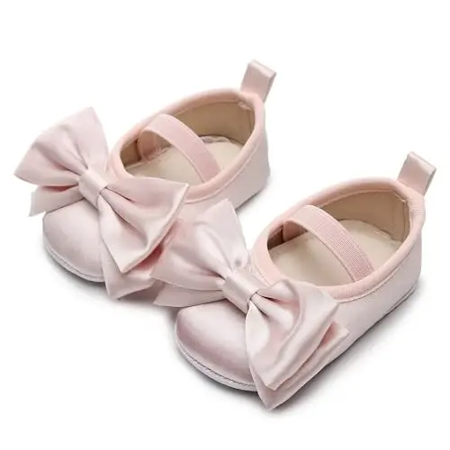 HONGTEYA Baby Girls Ballet Dress Shoes - Mary Jane Soft Sole Sidebow Toddler Moccasins - 2