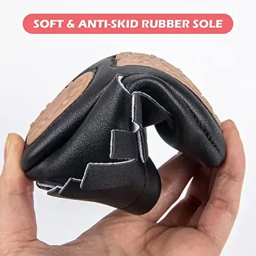 HONGTEYA Baby Moccasins with Rubber Sole&Soft Sole - Flower Print PU Leather Tassel Bow Girls Ballet Dress Shoes for Toddler - 3