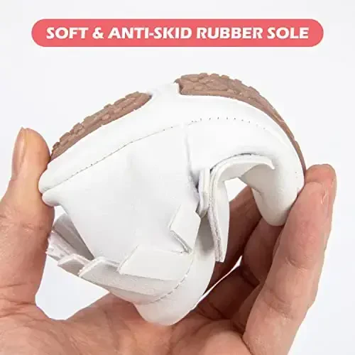 HONGTEYA Baby Moccasins with Rubber Sole&Soft Sole - Flower Print PU Leather Tassel Bow Girls Ballet Dress Shoes for Toddler - 3