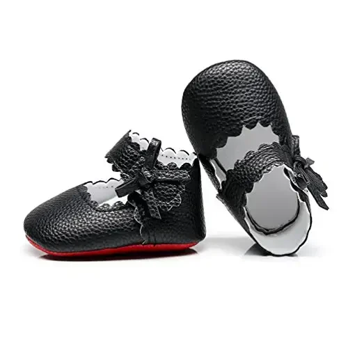 HONGTEYA Baby Girls Ballet Dress Shoes - Mary Jane Soft Sole Sidebow Toddler Moccasins 