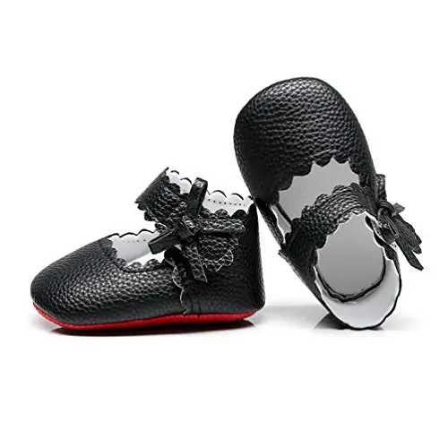 HONGTEYA Baby Girls Ballet Dress Shoes - Mary Jane Soft Sole Sidebow Toddler Moccasins - 2