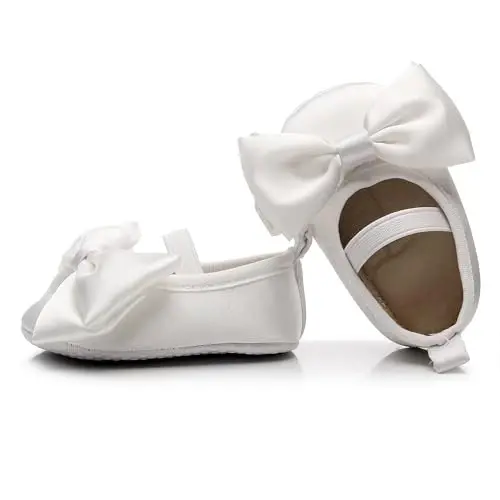 HONGTEYA Baby Girls Ballet Dress Shoes - Mary Jane Soft Sole Sidebow Toddler Moccasins - HONGTEYA