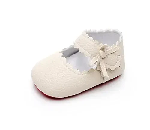 HONGTEYA Baby Girls Ballet Dress Shoes - Mary Jane Soft Sole Sidebow Toddler Moccasins - 3