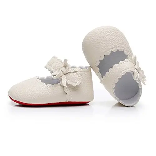 HONGTEYA Baby Girls Ballet Dress Shoes - Mary Jane Soft Sole Sidebow Toddler Moccasins - HONGTEYA