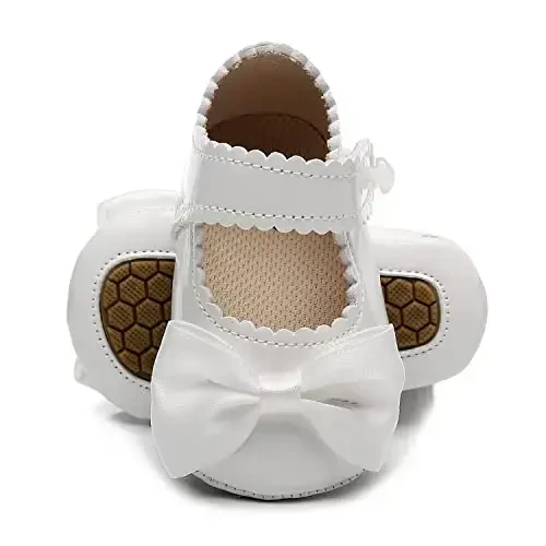 HONGTEYA Infant Baby Girls Mary Jane Flats Non Slip for Toddler First Walkers Soft Sole PU Leather Crib Shoes Sneaker Wedding Party Christmas Princess Dress Shoes Baby Moccasins Girls - 2