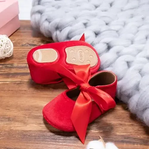 HONGTEYA Infant Baby Girls Mary Jane Flats Non Slip for Toddler First Walkers Soft Sole PU Leather Crib Shoes Sneaker Wedding Party Christmas Princess Dress Shoes Baby Moccasins Girls - 2