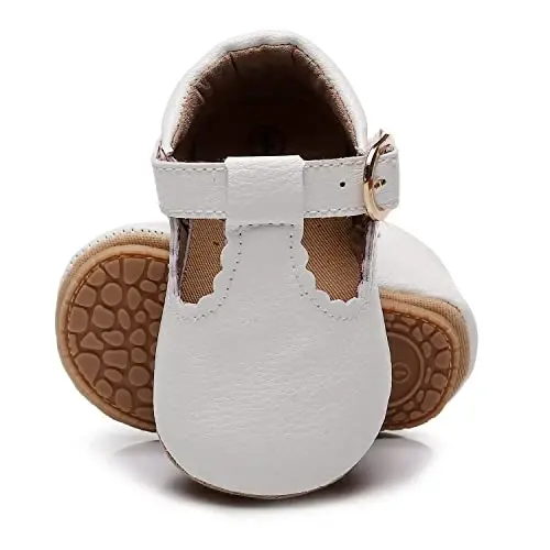 HONGTEYA Infant Baby Girls Mary Jane Flats Non Slip for Toddler First Walkers Soft Sole PU Leather Crib Shoes Sneaker Wedding Party Christmas Princess Dress Shoes Baby Moccasins Girls - 4