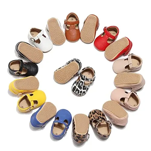 HONGTEYA Infant Baby Girls Mary Jane Flats Non Slip for Toddler First Walkers Soft Sole PU Leather Crib Shoes Sneaker Wedding Party Christmas Princess Dress Shoes Baby Moccasins Girls - 5