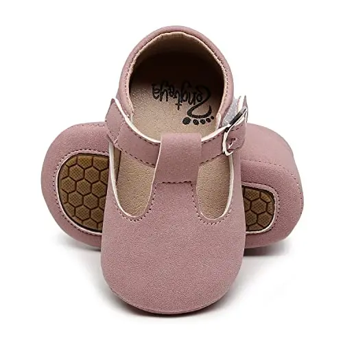 HONGTEYA Infant Baby Girls Mary Jane Flats Non Slip for Toddler First Walkers Soft Sole PU Leather Crib Shoes Sneaker Wedding Party Christmas Princess Dress Shoes Baby Moccasins Girls - 2