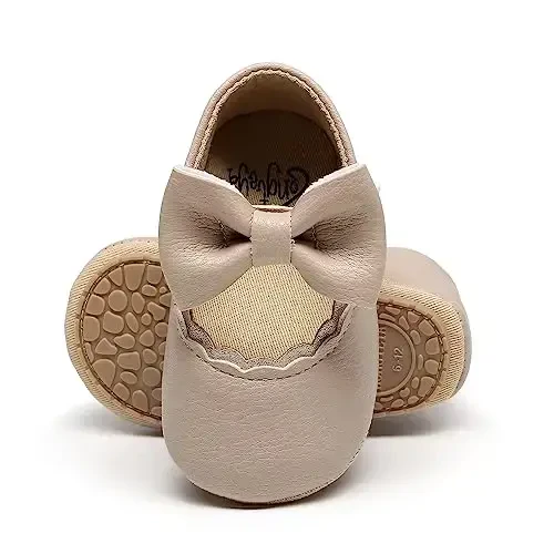 HONGTEYA Infant Baby Girls Mary Jane Flats Non Slip for Toddler First Walkers Soft Sole PU Leather Crib Shoes Sneaker Wedding Party Christmas Princess Dress Shoes Baby Moccasins Girls 