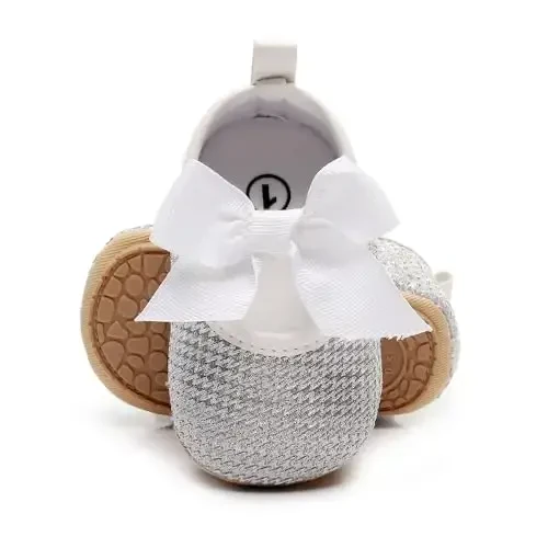 HONGTEYA Infant Baby Girls Mary Jane Flats Non Slip for Toddler First Walkers Soft Sole PU Leather Crib Shoes Sneaker Wedding Party Christmas Princess Dress Shoes Baby Moccasins Girls 