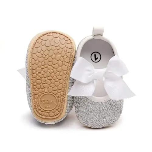 HONGTEYA Infant Baby Girls Mary Jane Flats Non Slip for Toddler First Walkers Soft Sole PU Leather Crib Shoes Sneaker Wedding Party Christmas Princess Dress Shoes Baby Moccasins Girls - 2