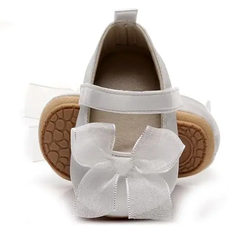 HONGTEYA Infant Baby Girls Mary Jane Flats Non Slip for Toddler First Walkers Soft Sole PU Leather Crib Shoes Sneaker Wedding Party Christmas Princess Dress Shoes Baby Moccasins Girls - 2