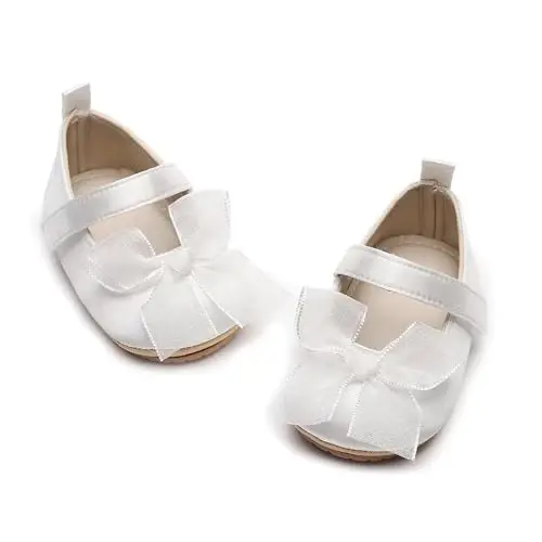 HONGTEYA Infant Baby Girls Mary Jane Flats Non Slip for Toddler First Walkers Soft Sole PU Leather Crib Shoes Sneaker Wedding Party Christmas Princess Dress Shoes Baby Moccasins Girls - 1