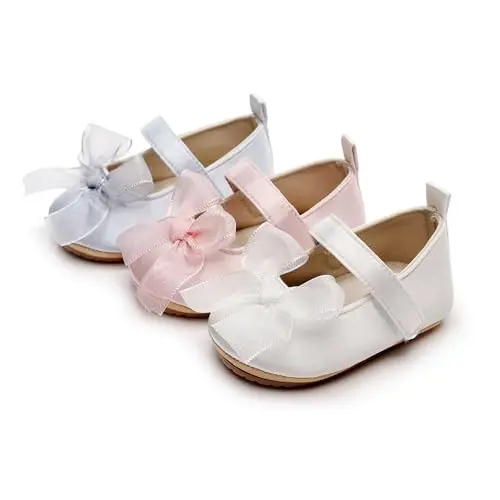 HONGTEYA Infant Baby Girls Mary Jane Flats Non Slip for Toddler First Walkers Soft Sole PU Leather Crib Shoes Sneaker Wedding Party Christmas Princess Dress Shoes Baby Moccasins Girls - 4