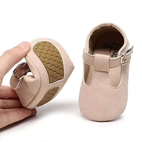 HONGTEYA Infant Baby Girls Mary Jane Flats Non Slip for Toddler First Walkers Soft Sole PU Leather Crib Shoes Sneaker Wedding Party Christmas Princess Dress Shoes Baby Moccasins Girls - 3