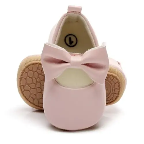HONGTEYA Infant Baby Girls Mary Jane Flats Non Slip for Toddler First Walkers Soft Sole PU Leather Crib Shoes Sneaker Wedding Party Christmas Princess Dress Shoes Baby Moccasins Girls - 2