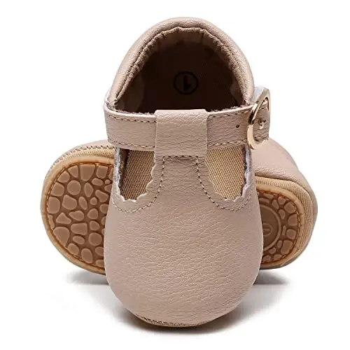 HONGTEYA Infant Baby Girls Mary Jane Flats Non Slip for Toddler First Walkers Soft Sole PU Leather Crib Shoes Sneaker Wedding Party Christmas Princess Dress Shoes Baby Moccasins Girls - 3