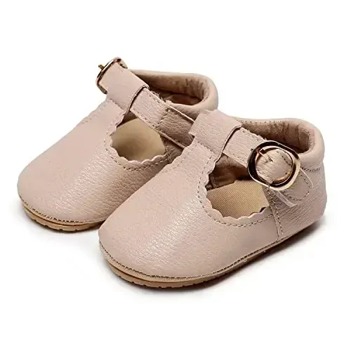HONGTEYA Infant Baby Girls Mary Jane Flats Non Slip for Toddler First Walkers Soft Sole PU Leather Crib Shoes Sneaker Wedding Party Christmas Princess Dress Shoes Baby Moccasins Girls - 2