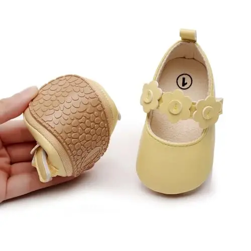 HONGTEYA Infant Baby Girls Mary Jane Flats Non Slip for Toddler First Walkers Soft Sole PU Leather Crib Shoes Sneaker Wedding Party Christmas Princess Dress Shoes Baby Moccasins Girls - 3