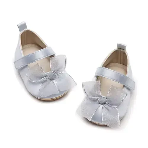 HONGTEYA Infant Baby Girls Mary Jane Flats Non Slip for Toddler First Walkers Soft Sole PU Leather Crib Shoes Sneaker Wedding Party Christmas Princess Dress Shoes Baby Moccasins Girls - 1